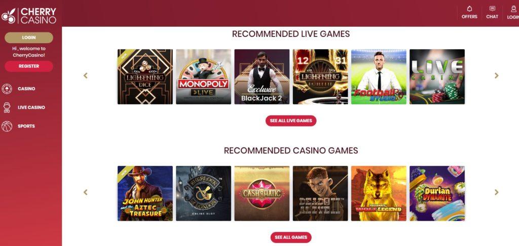 Cherry casino homepage