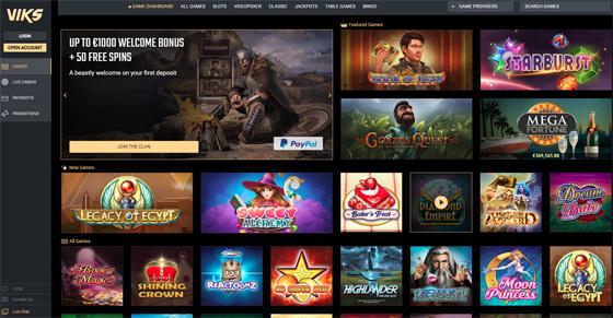 Viks casino homepage
