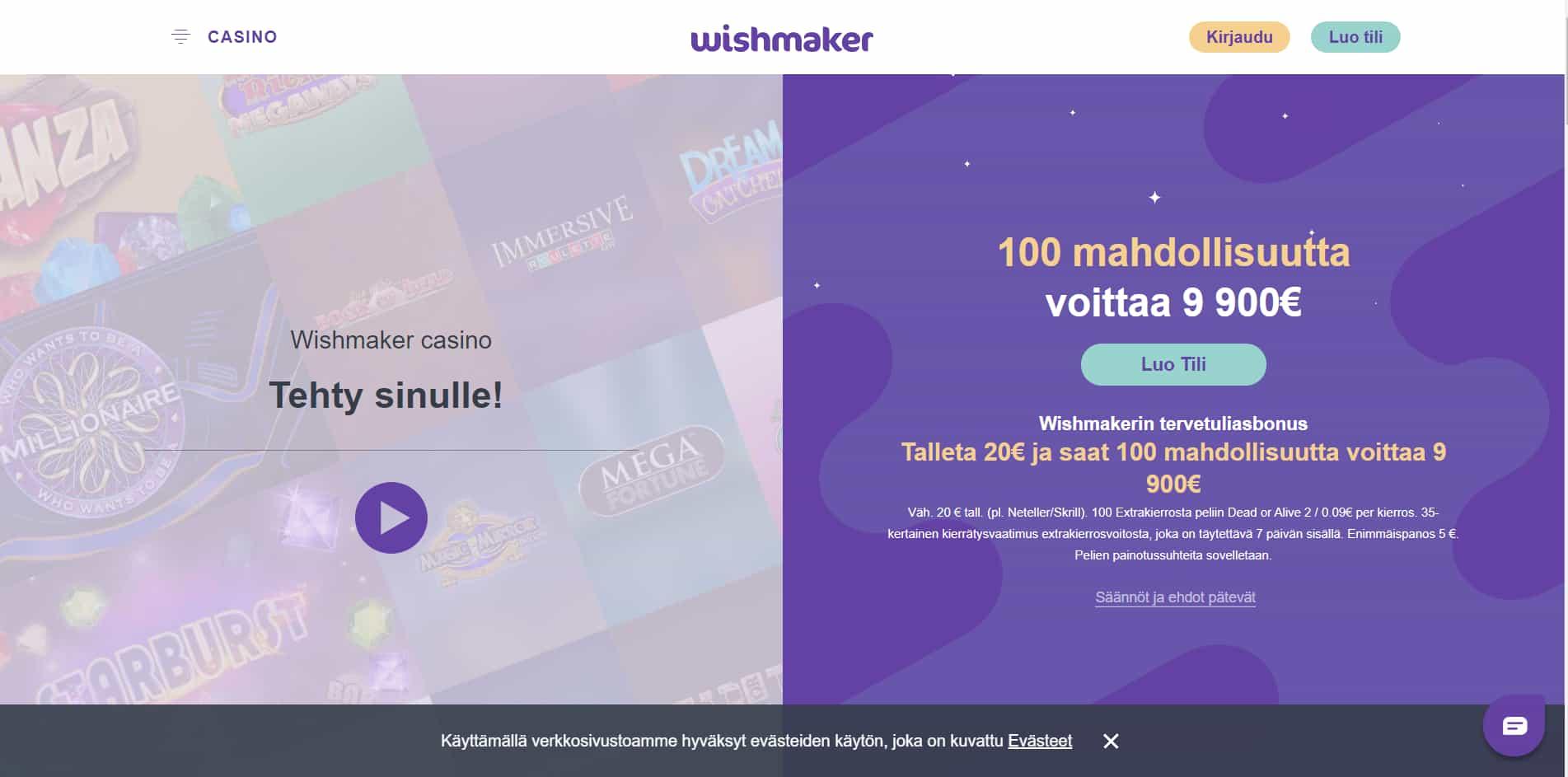 Wishmaker casino homepage