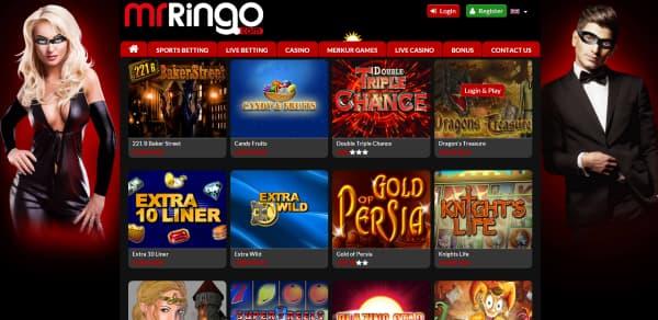 Mr Ringo casino homepage