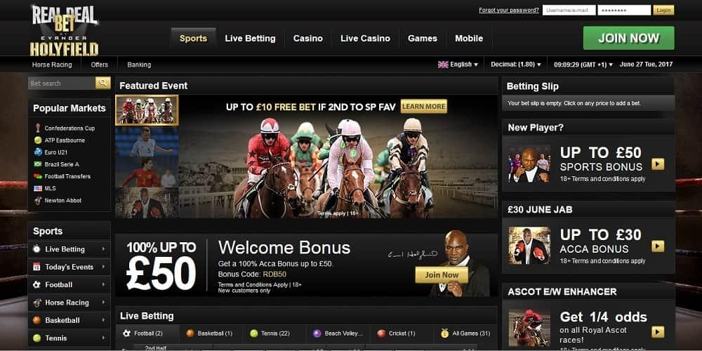 RealDealBet casino homepage