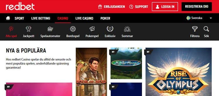 Redbet casino homepage