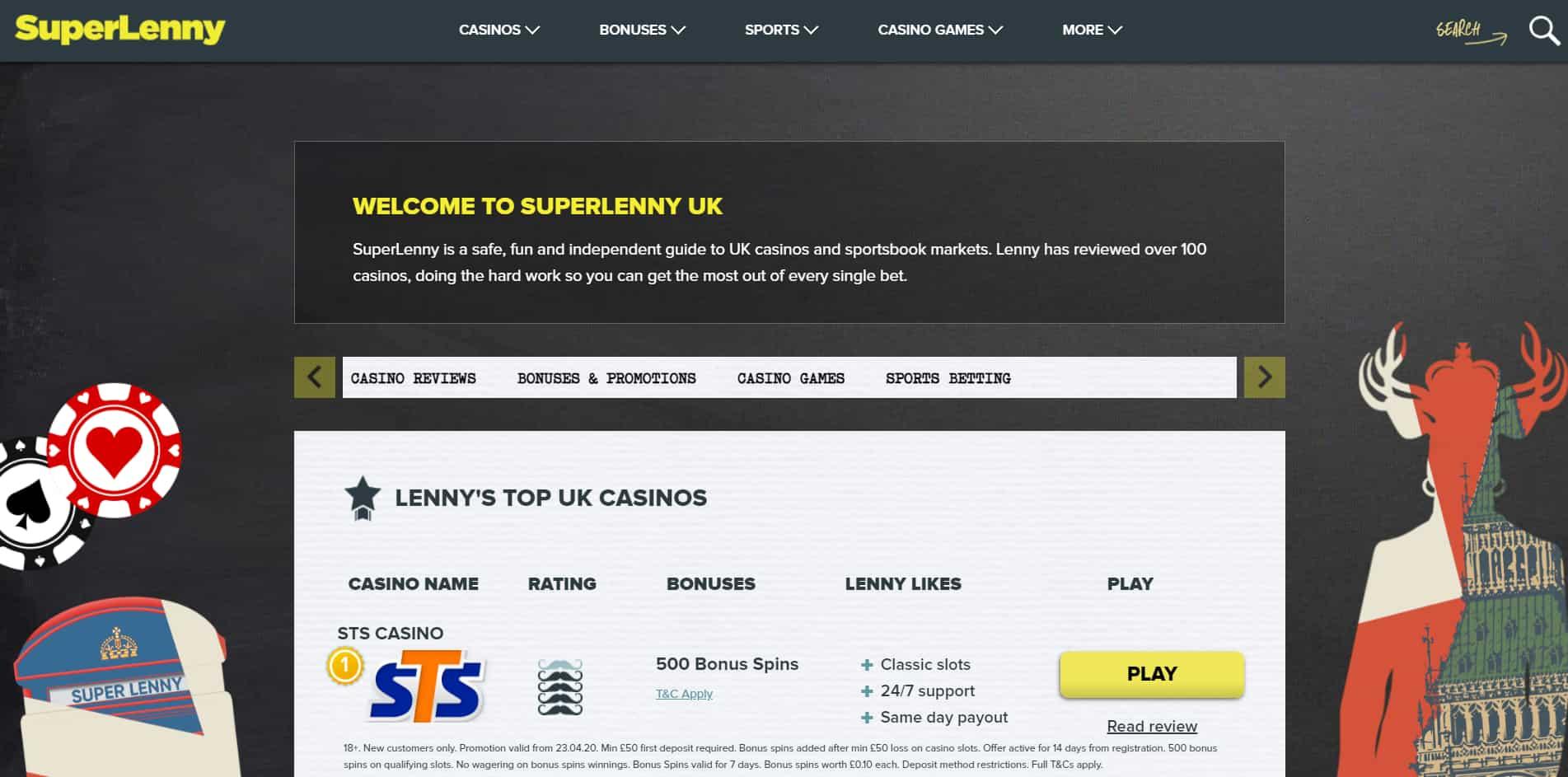Superlenny casino homepage