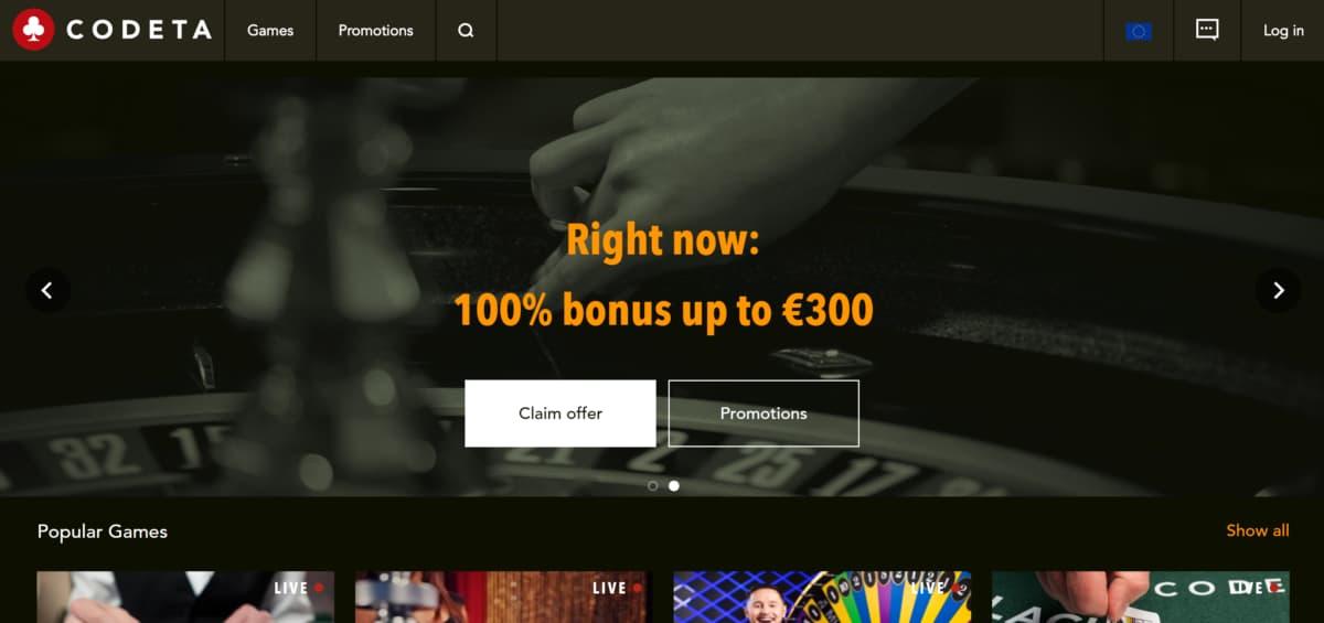 Codeta casino homepage
