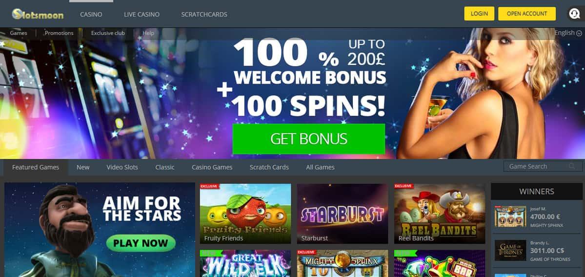Slotsmoon casino homepage