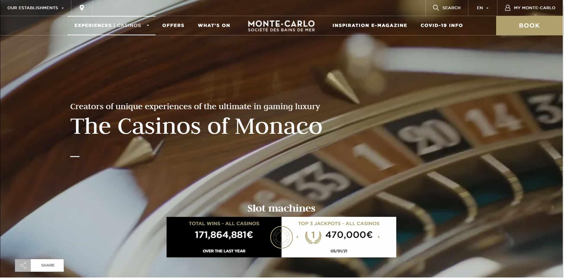 Monte Carlo casino homepage