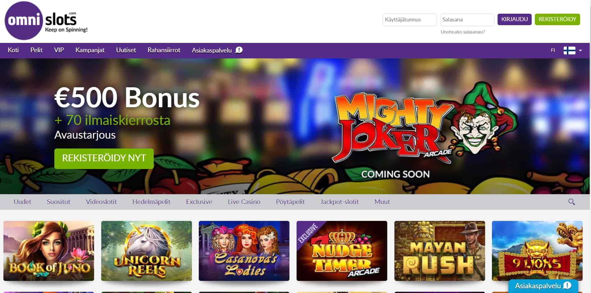 Omnislots casino homepage
