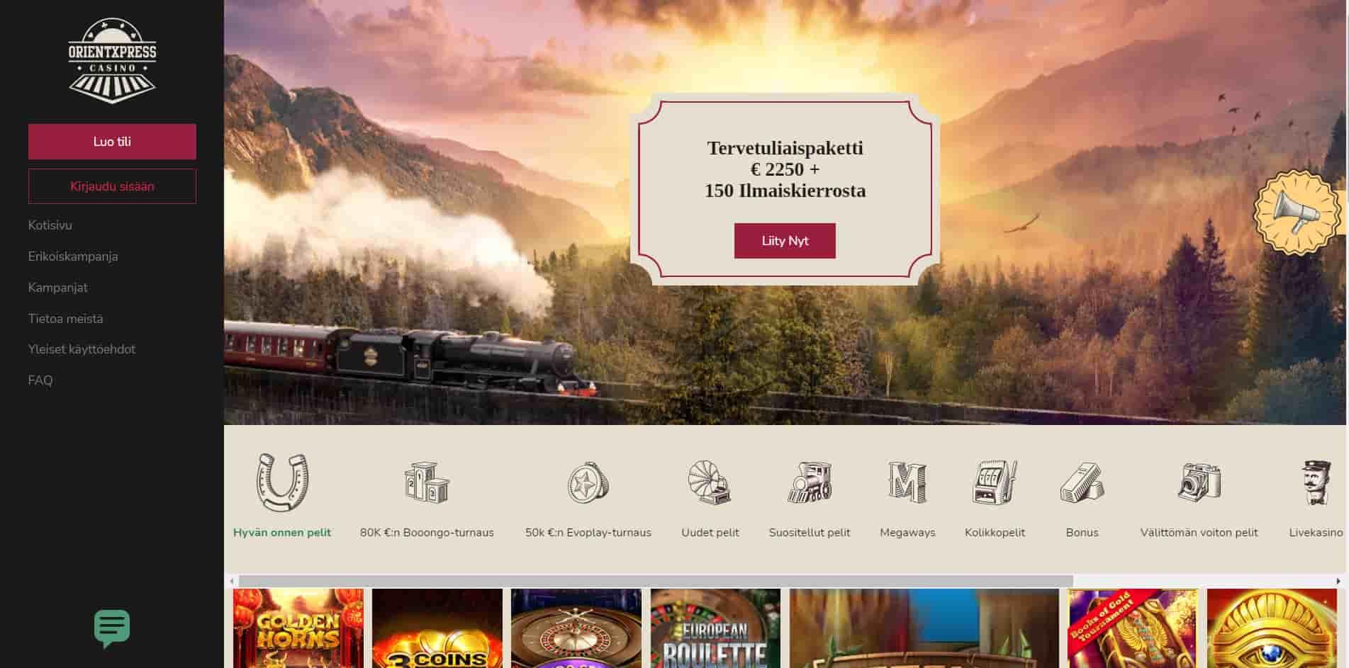 OrientXpress casino homepage