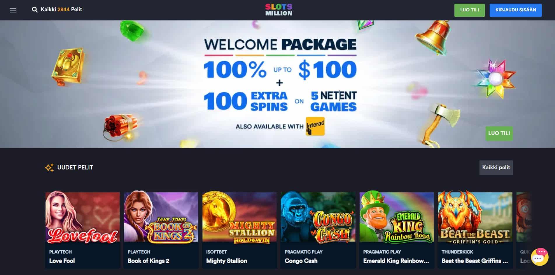 SlotsMillion casino homepage