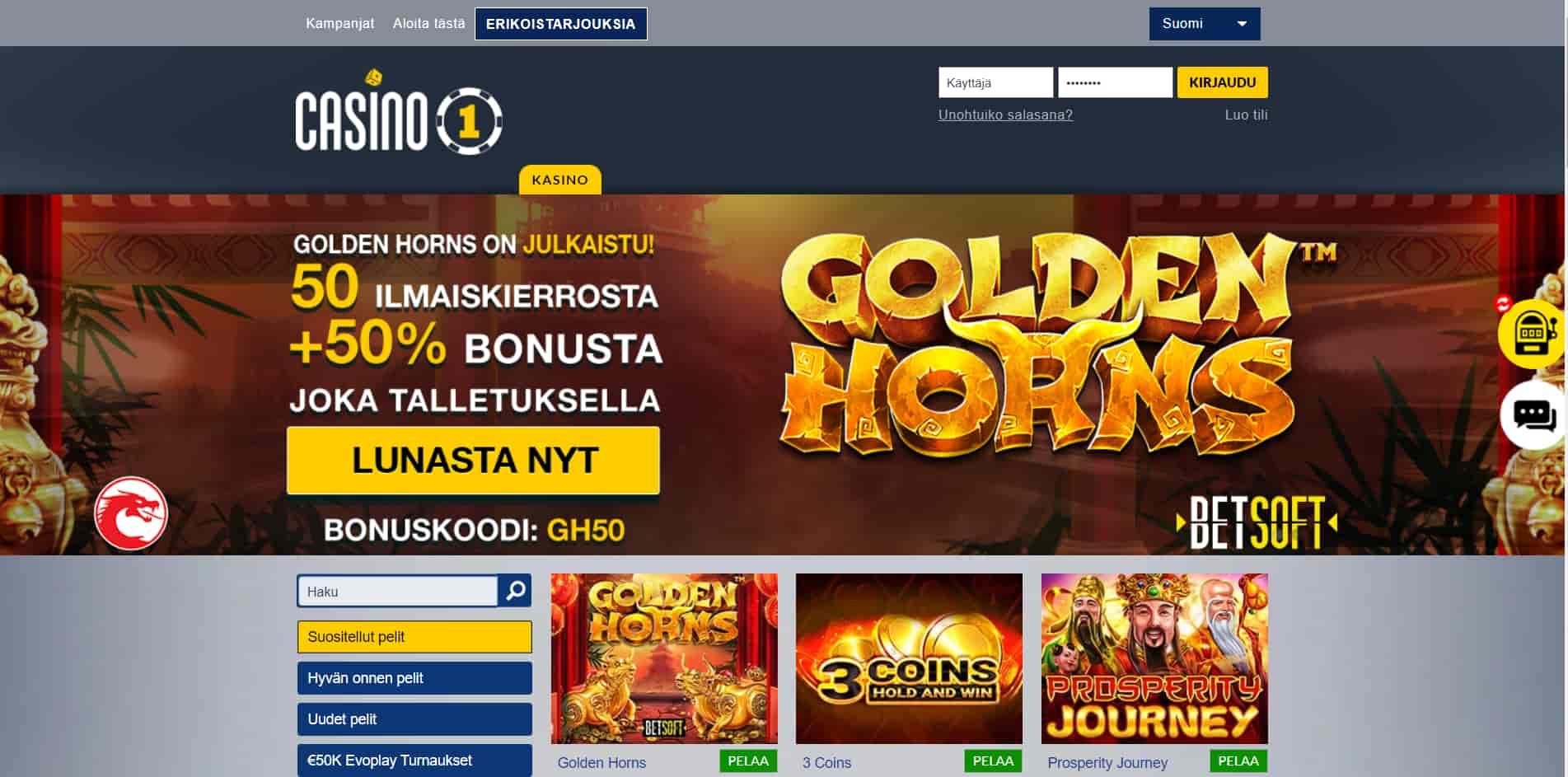 Casino1 casino homepage