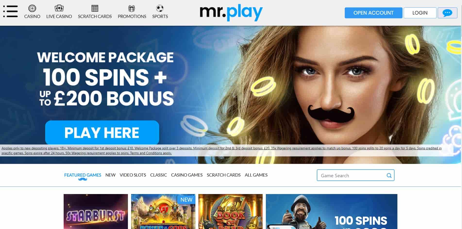 MrPlay casino homepage
