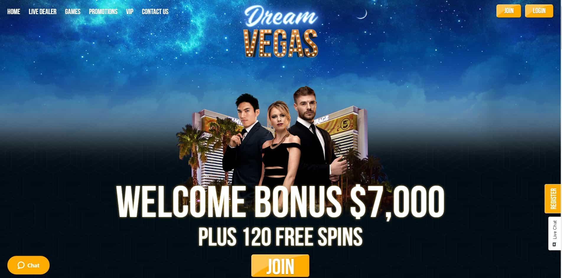 Dream Vegas casino homepage