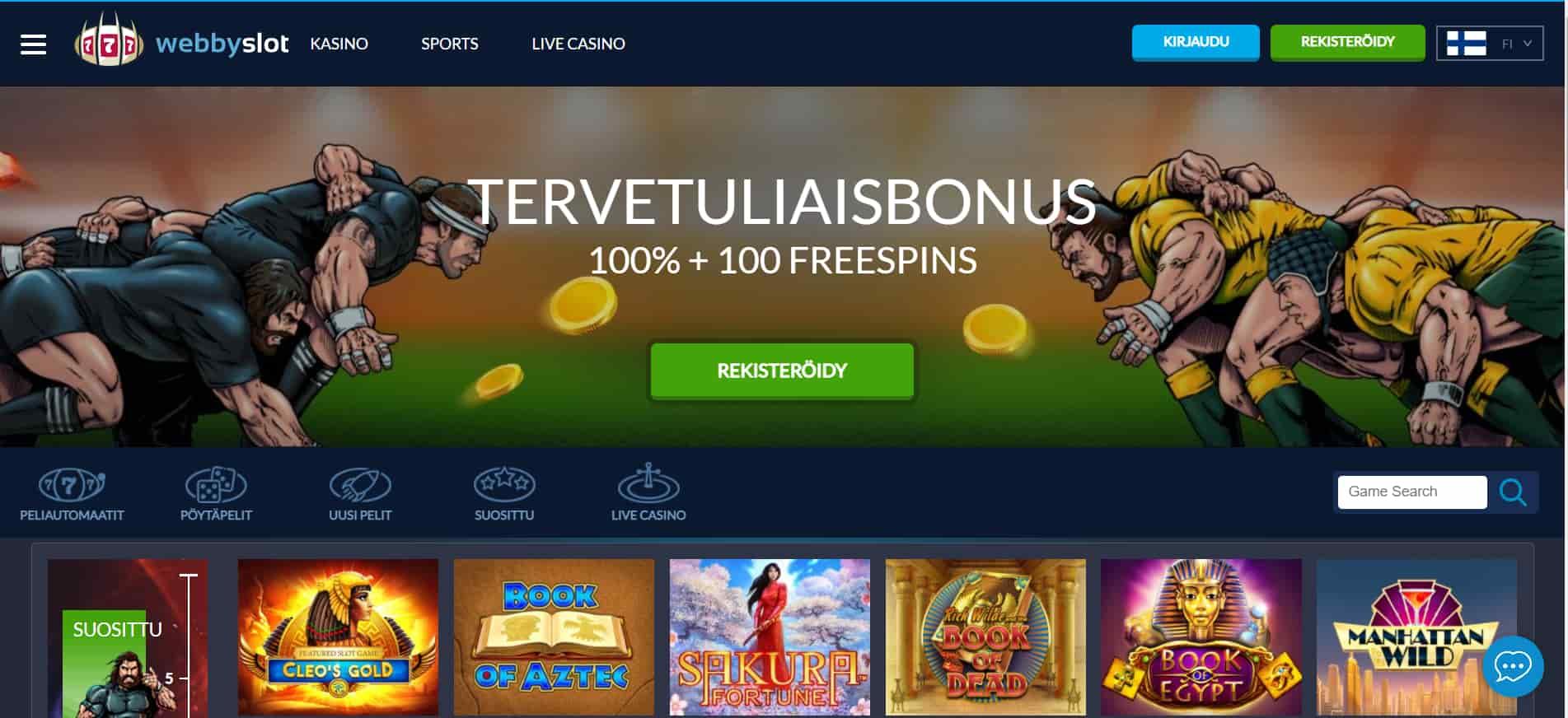 WebbySlot casino homepage