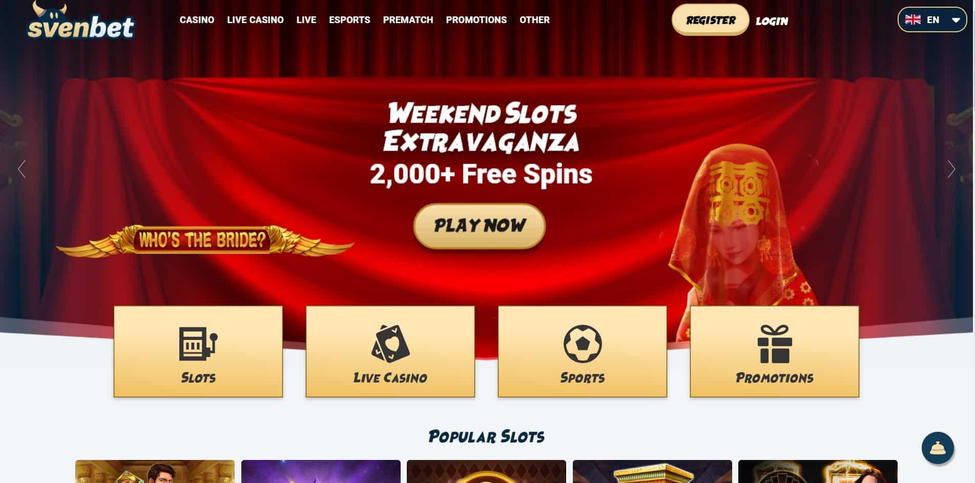 SvenBet casino homepage
