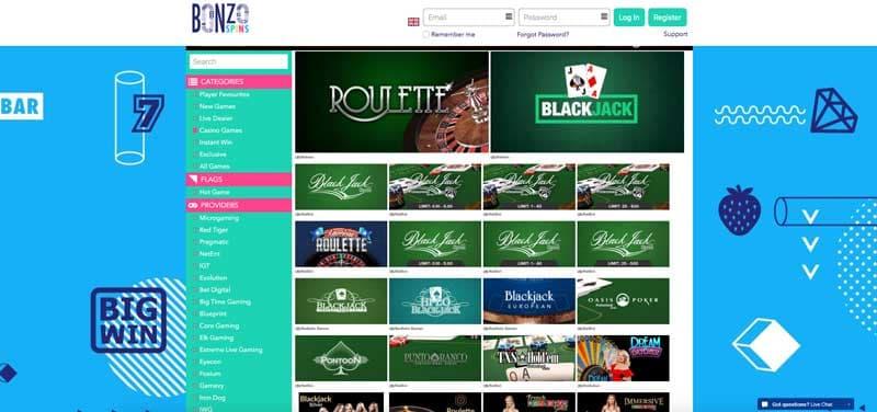 bonzo casino homepage