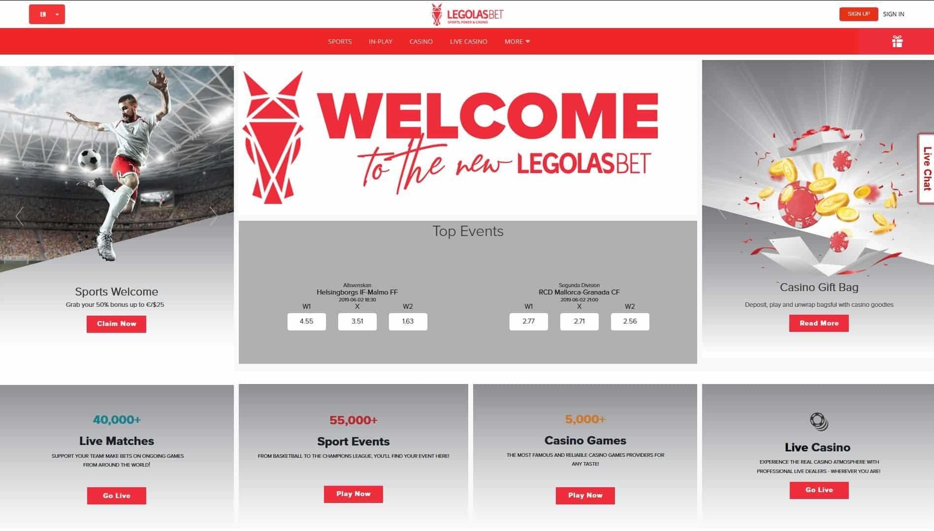 Legolasbet Casino homepage