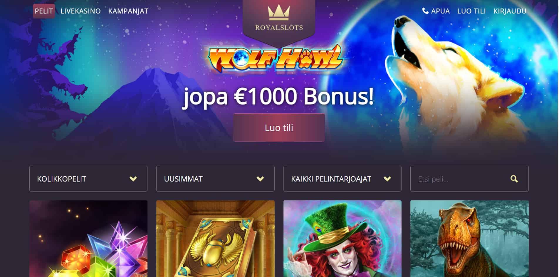 Royal Slots casino homepage