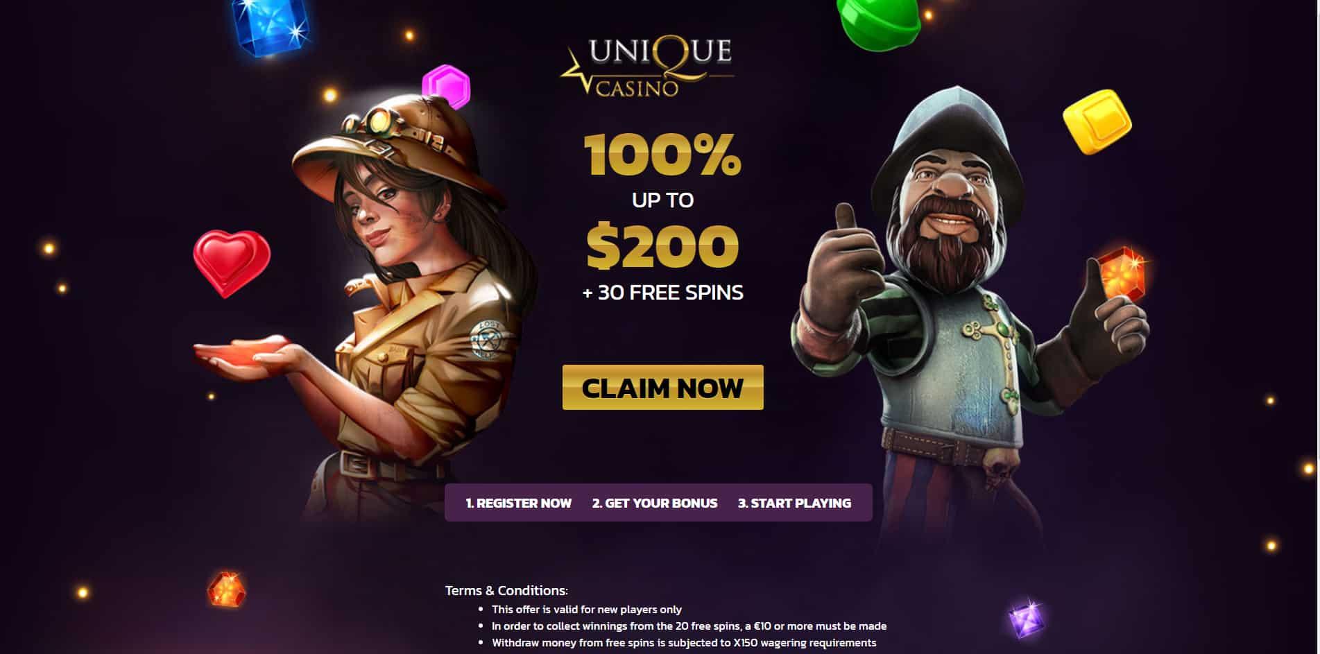 Unique casino homepage