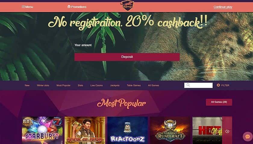 Bajungo casino homepage