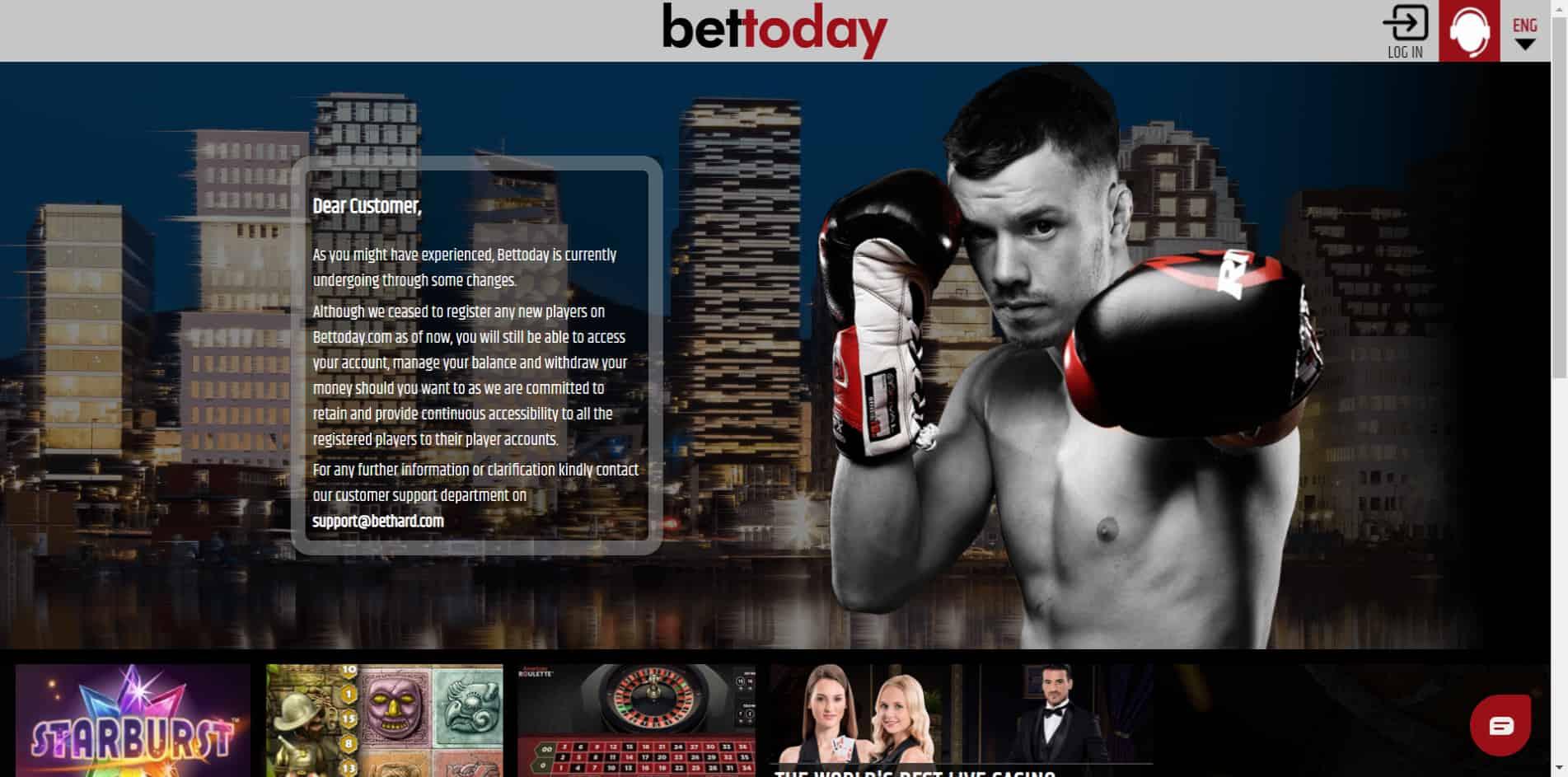 BetToday casino homepage