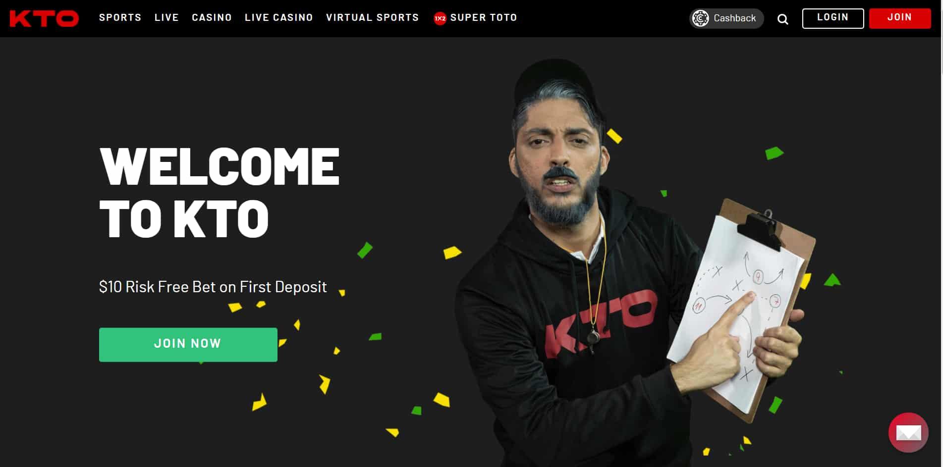 KTO casino homepage