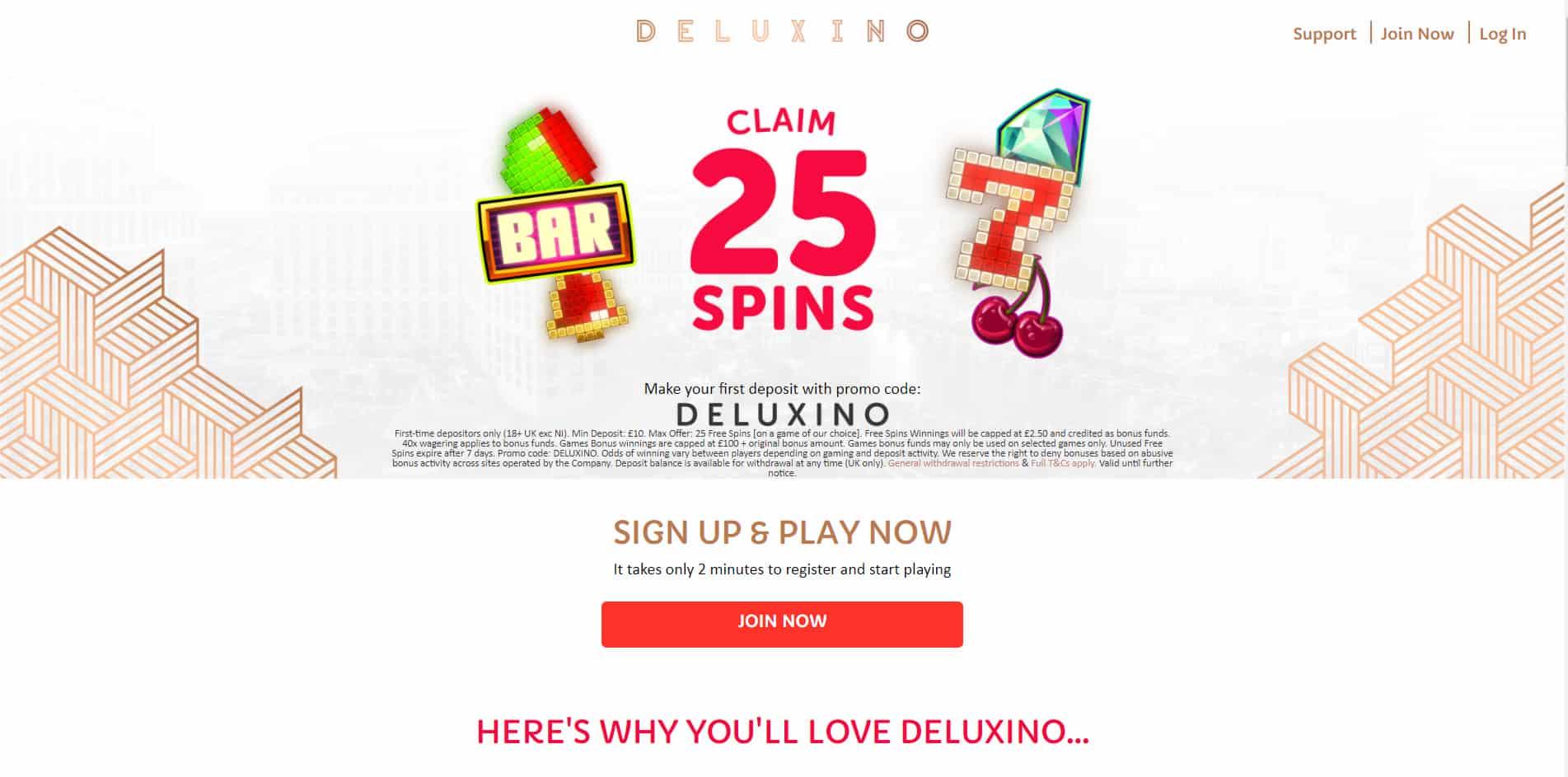 Deluxino casino homepage