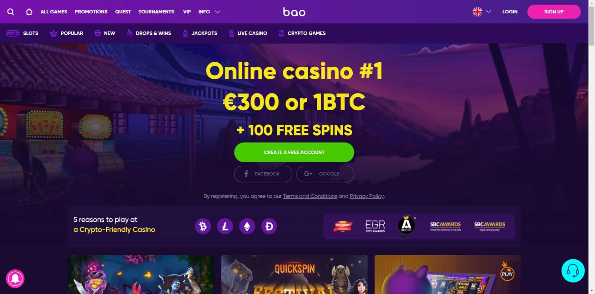 Bao casino homepage