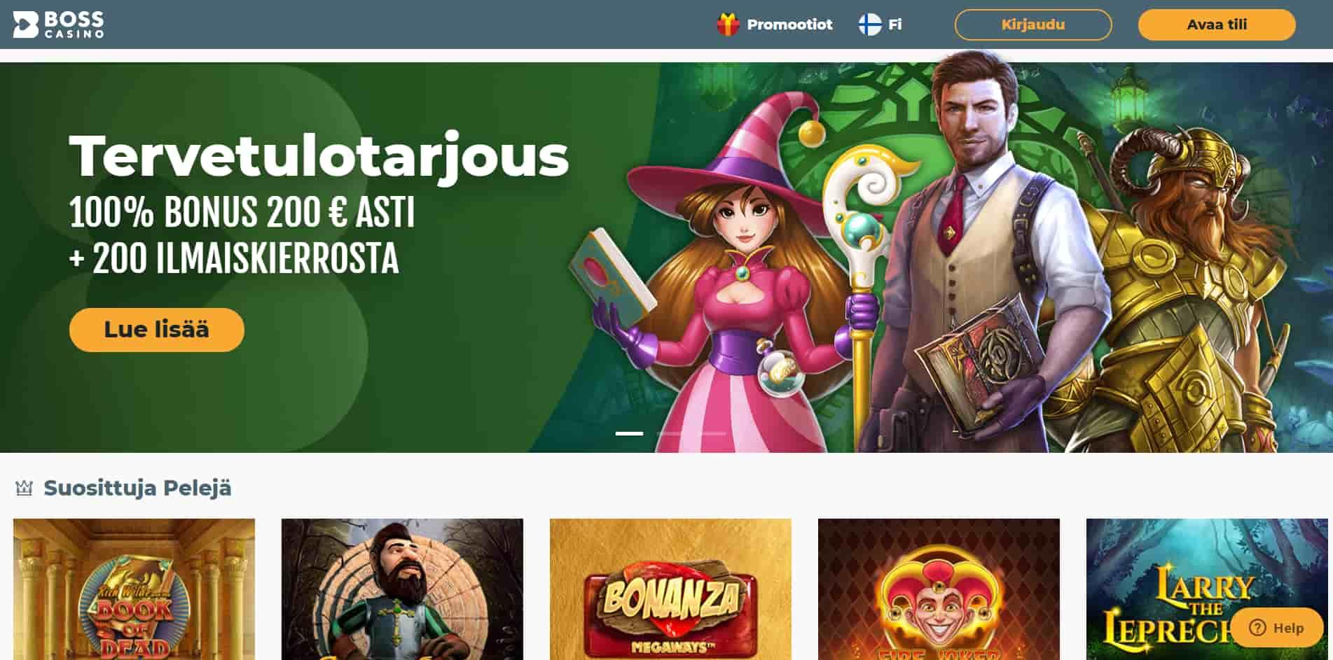 Boss casino homepage