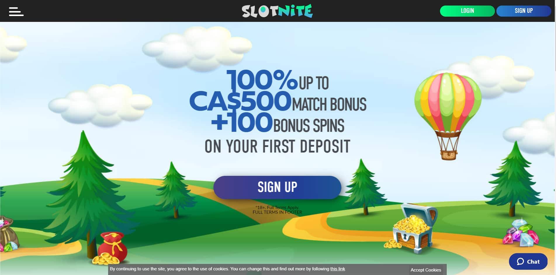 Slotnite casino homepage