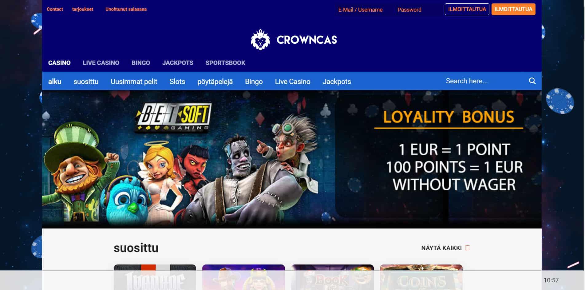 CrownCas casino homepage