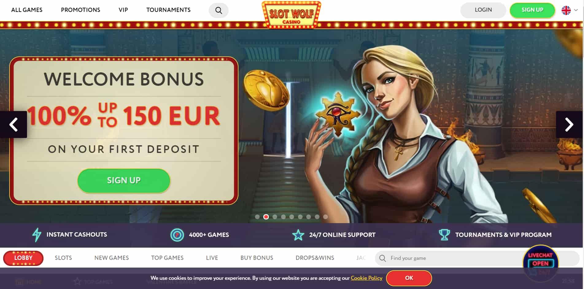 SlotWolf casino homepage