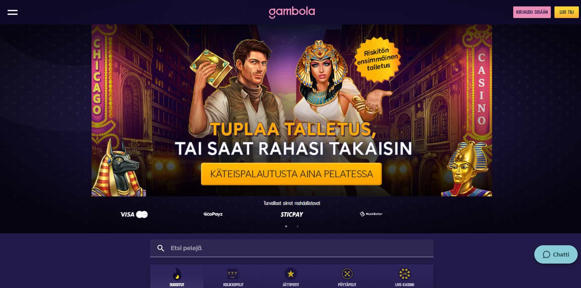 Gambola casino homepage