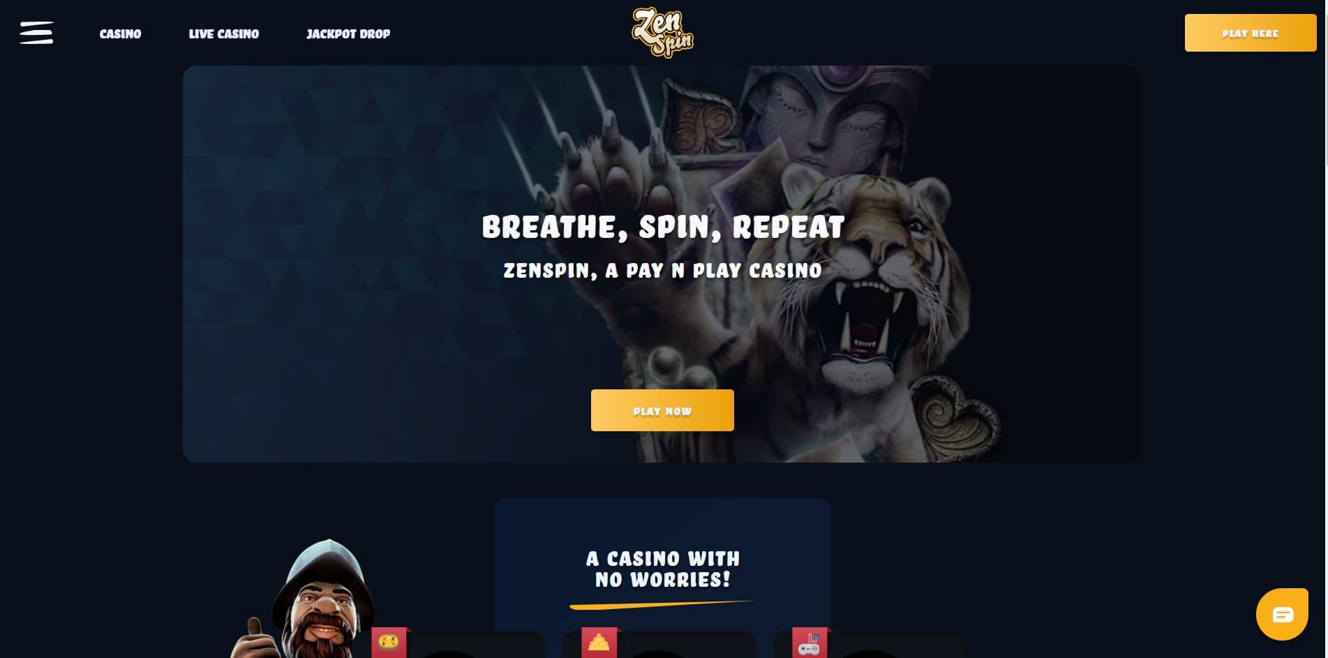 ZenSpin casino homepage