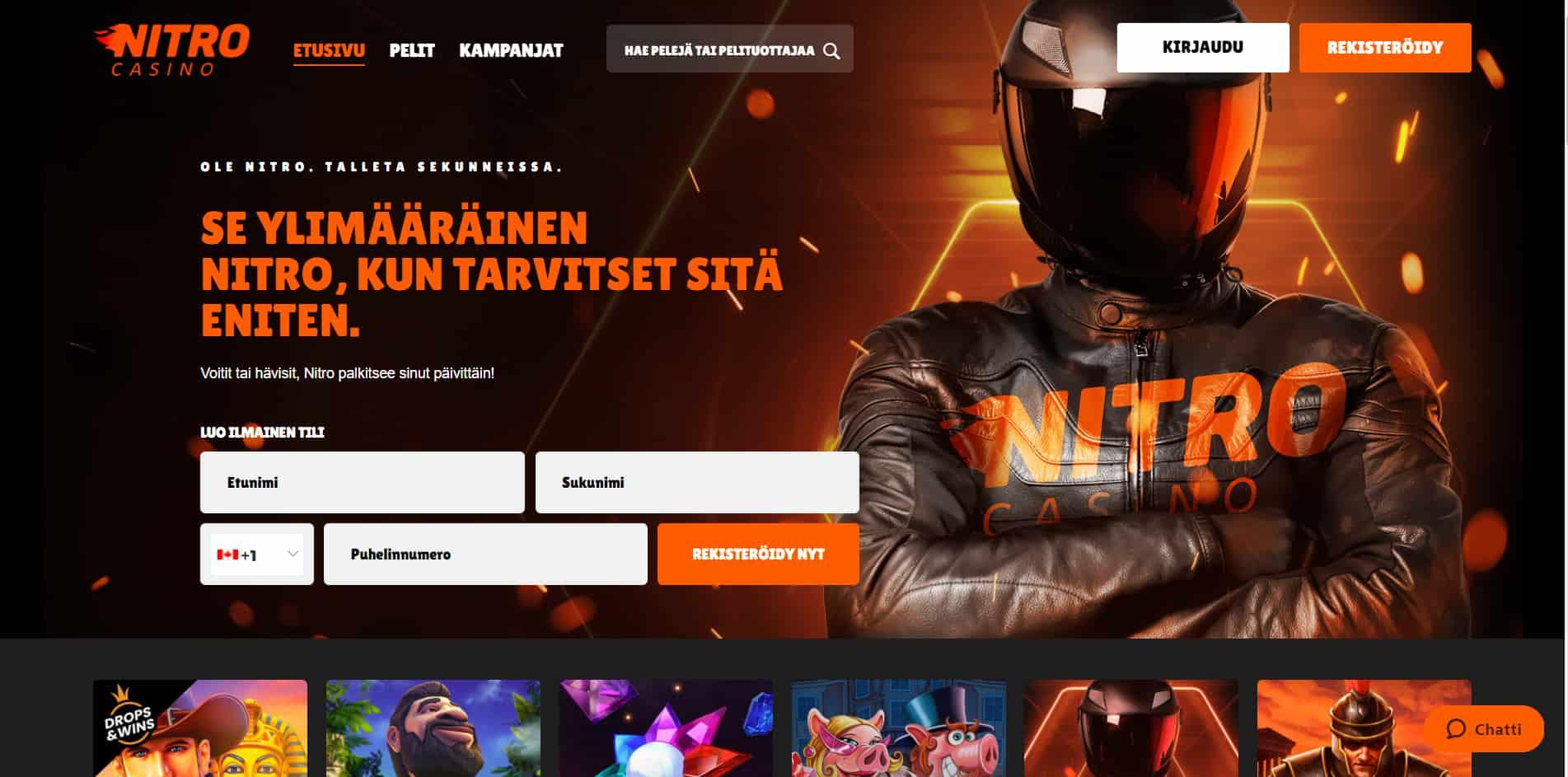 Nitro casino homepage