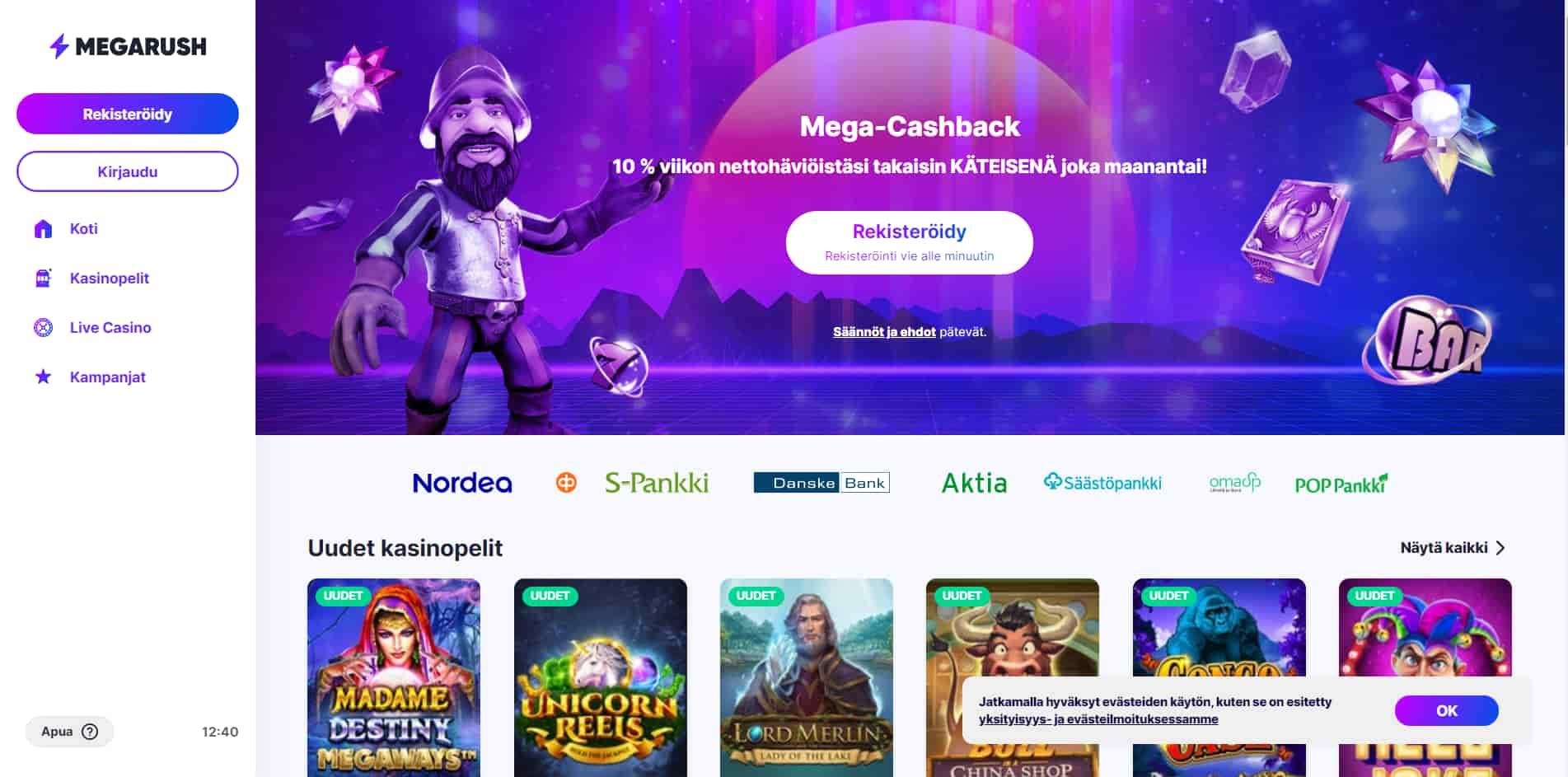 Megalotto casino homepage
