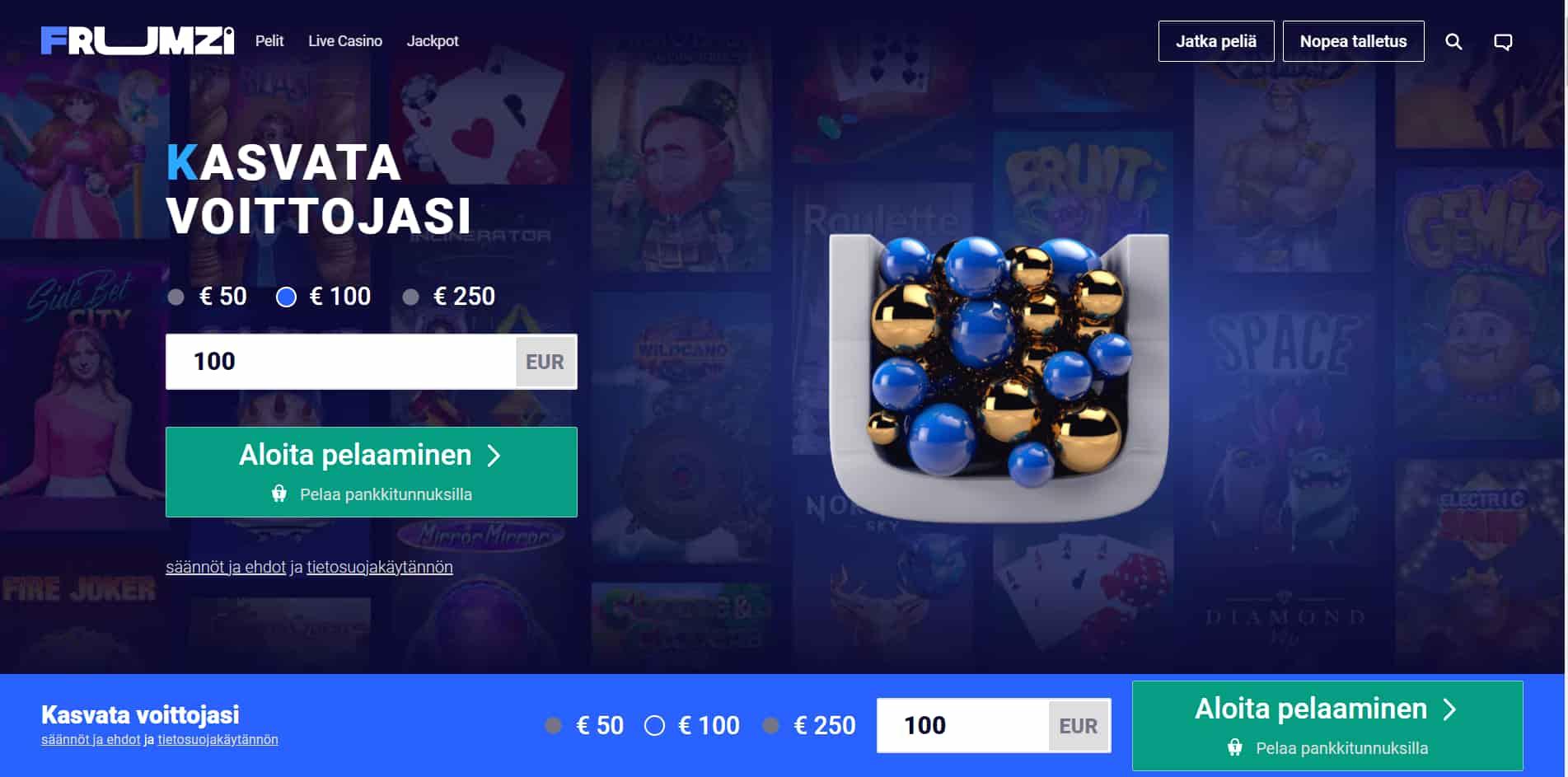 Frumzi casino homepage