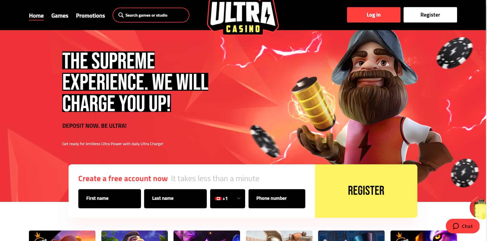 Ultra casino homepage