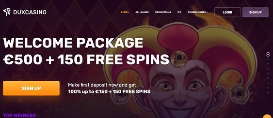Dux Casino homepage