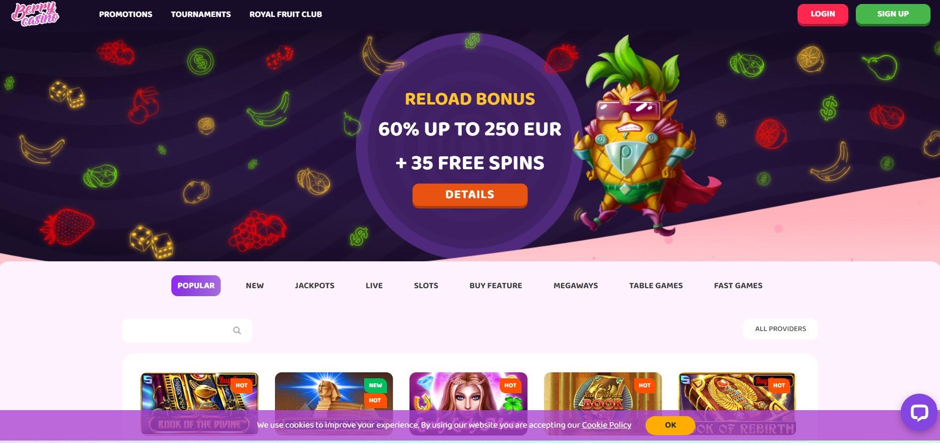 Berry Casino home page