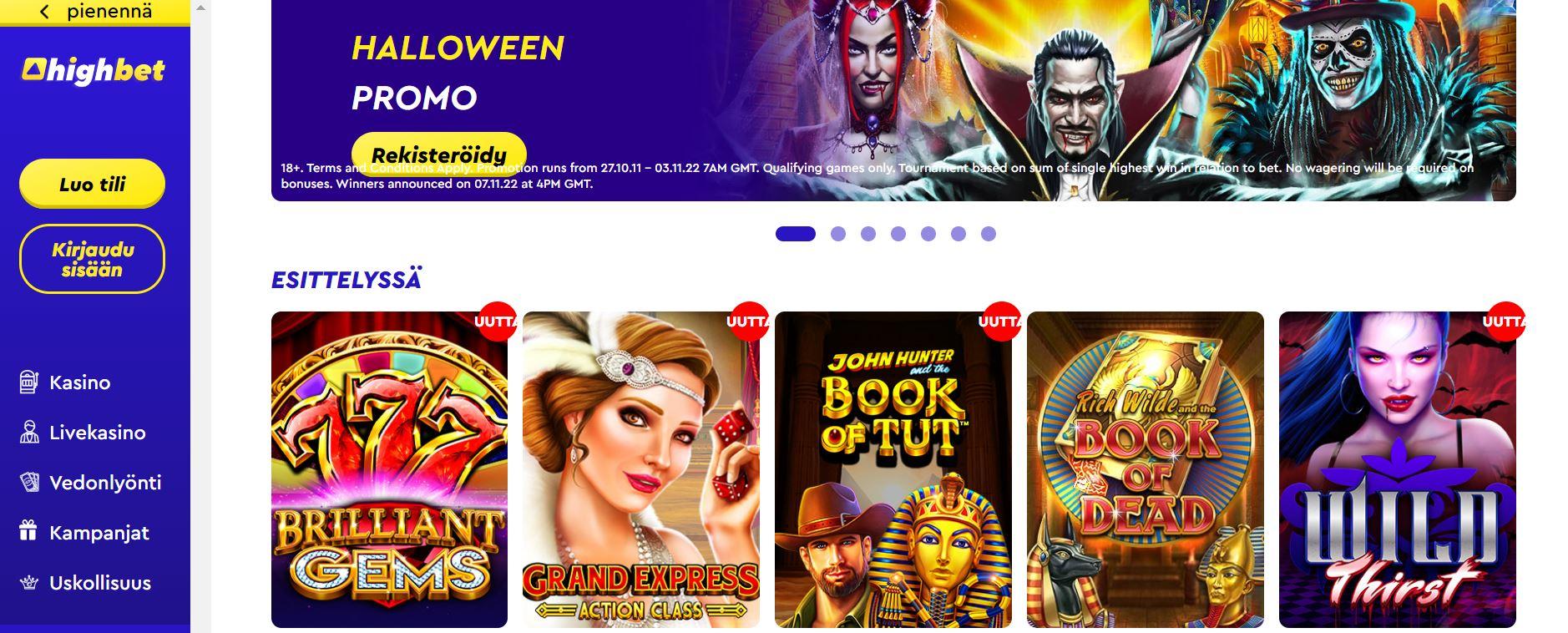 highbet kasino homepage