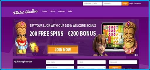 Violet casino homepage