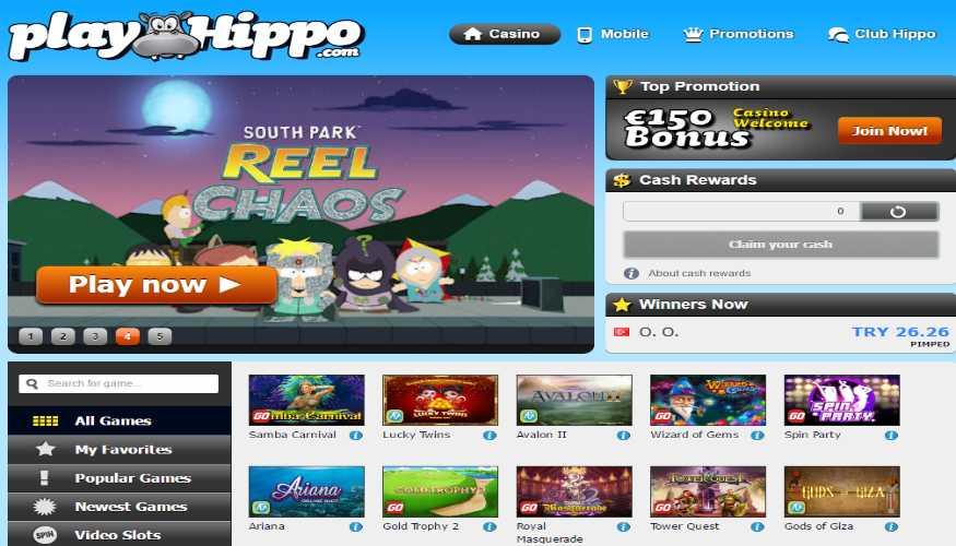 Playhippo casino homepage
