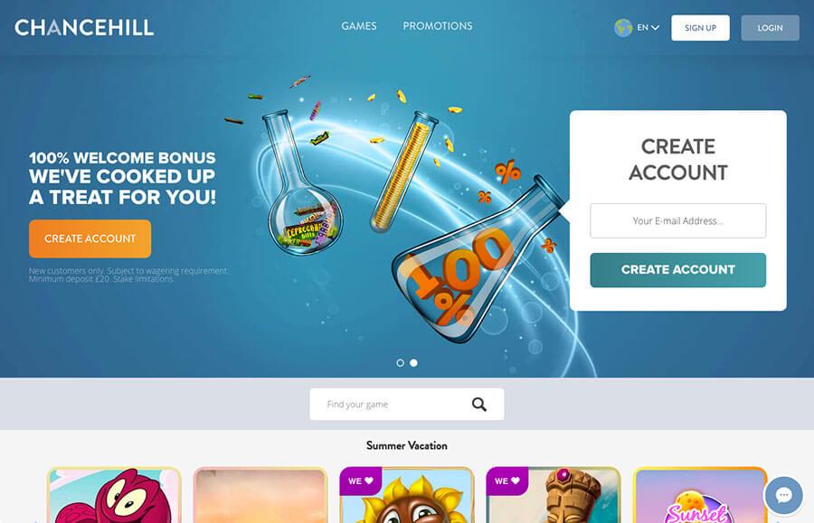 Chance Hill casino homepage