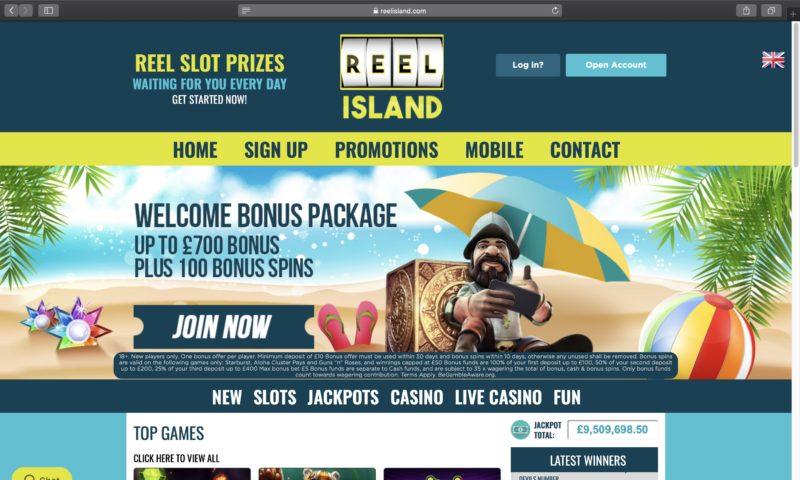 Reel Island casino homepage