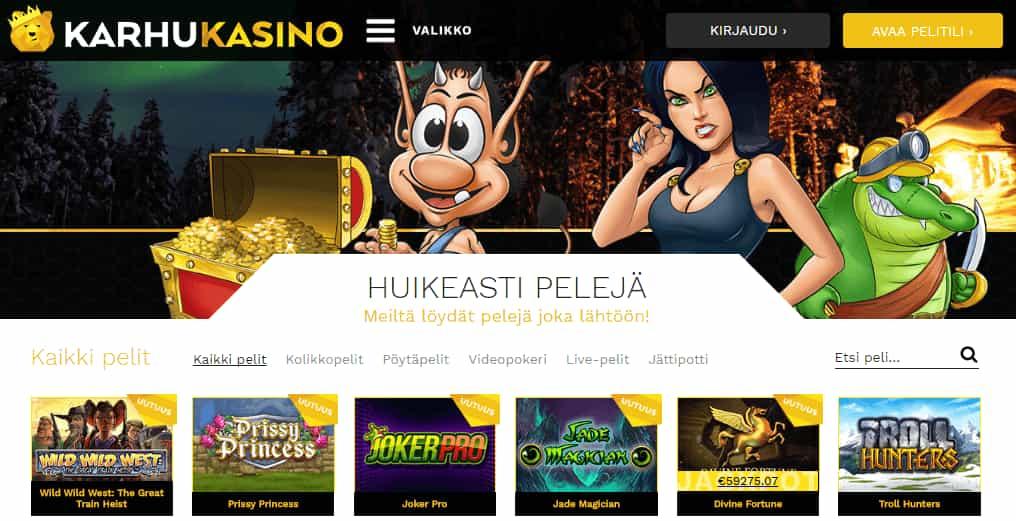 Karhukasino casino homepage