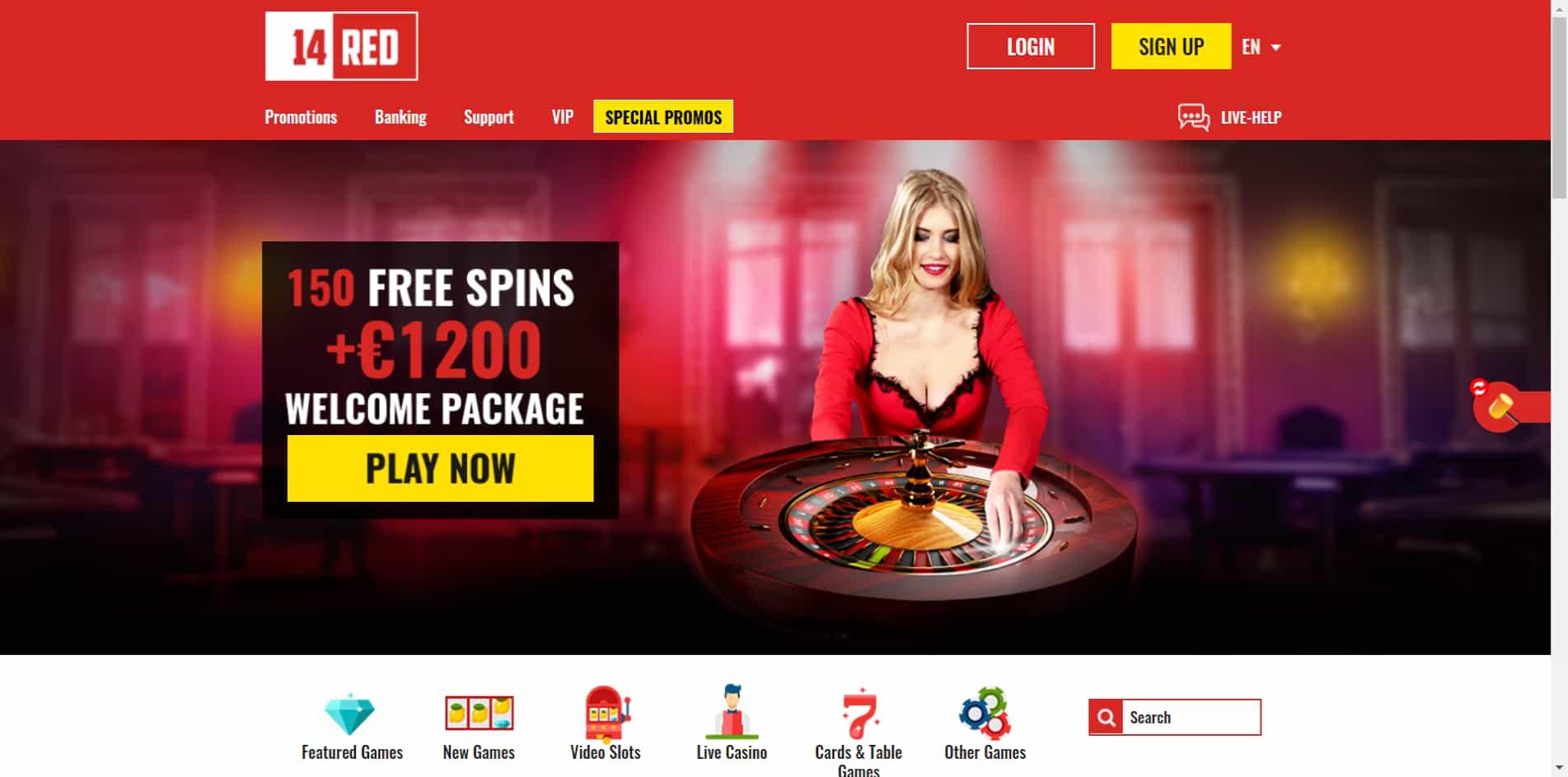 14Red casino homepage