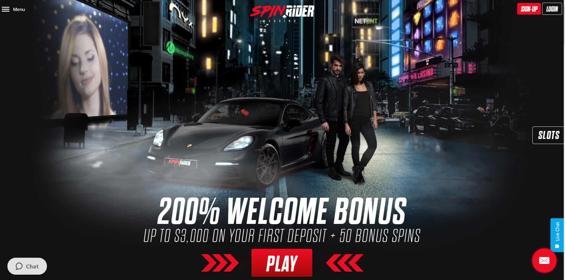 SpinRider casino homepage
