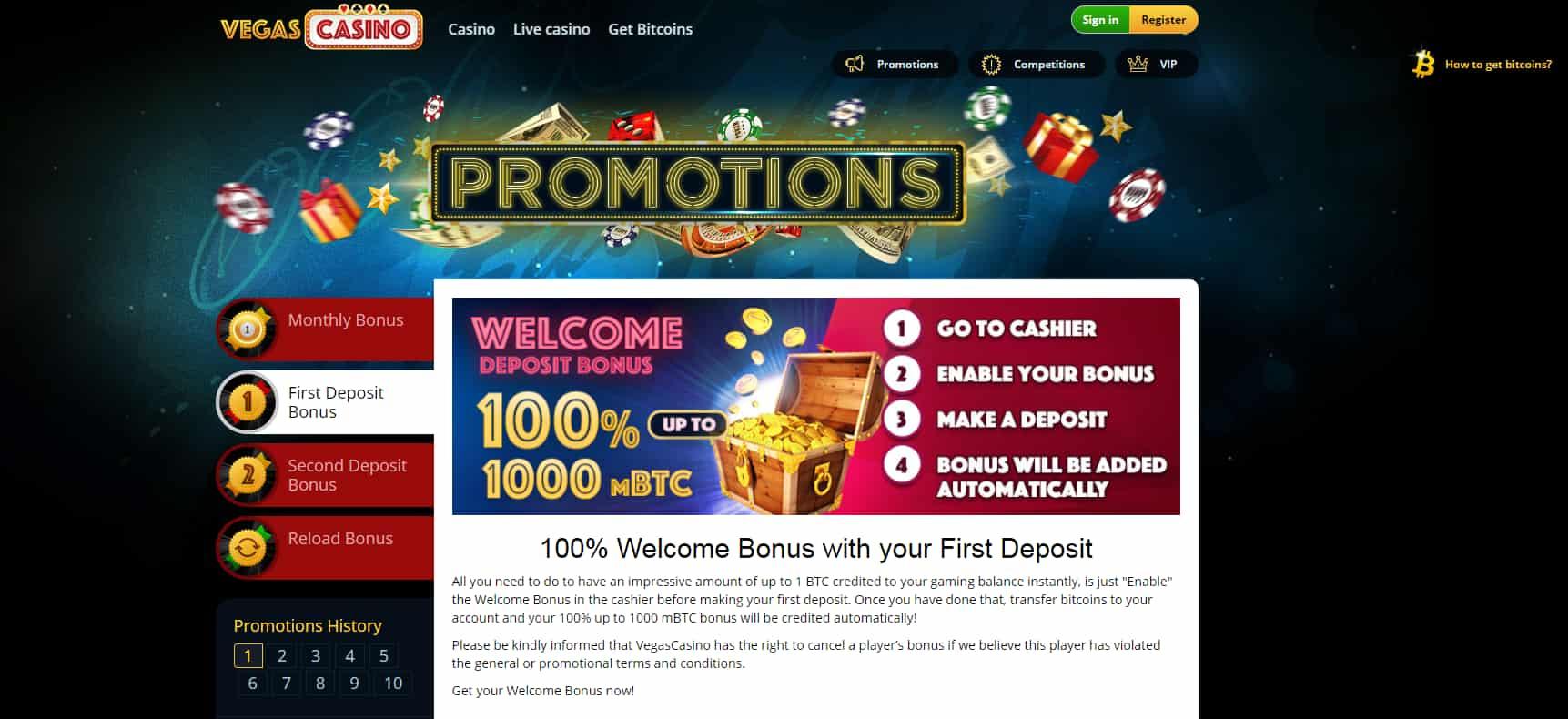 Vegas casino homepage