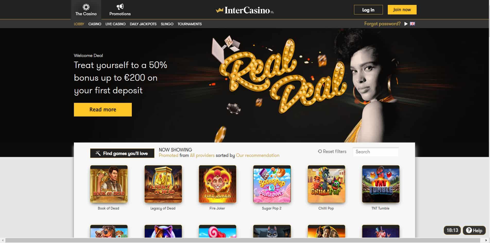 Inter casino homepage