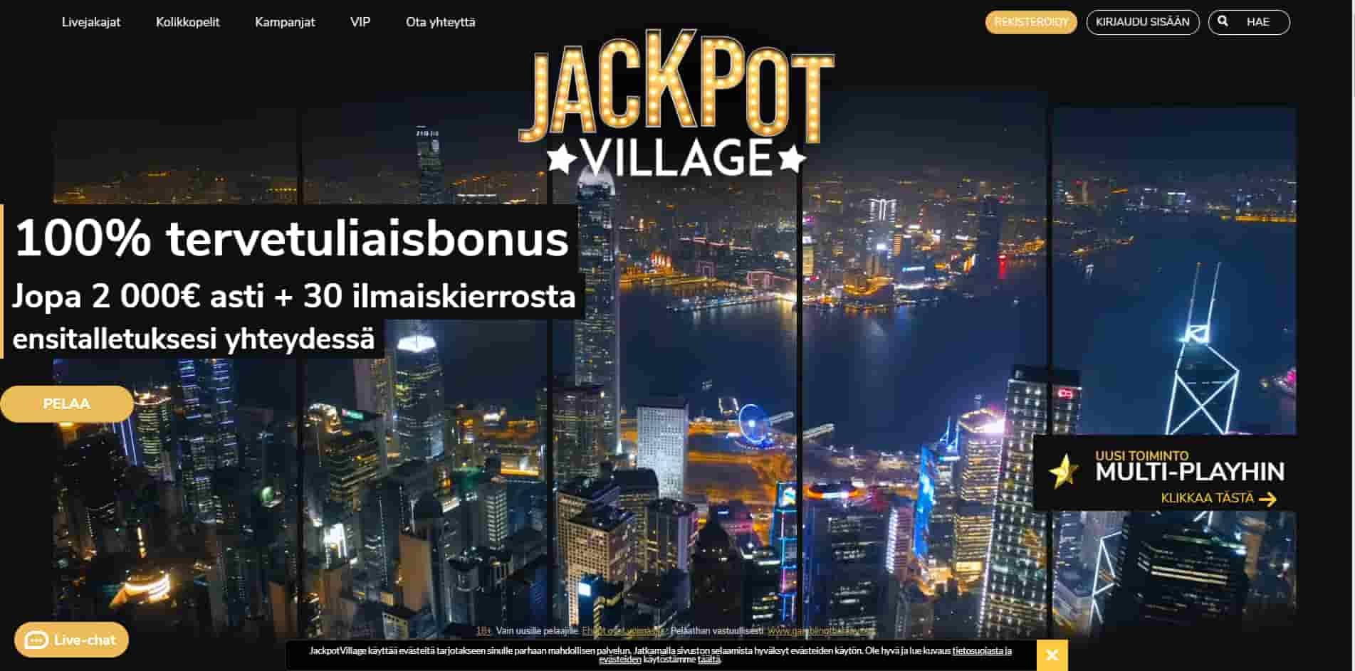 Jackpot Village casino homepage